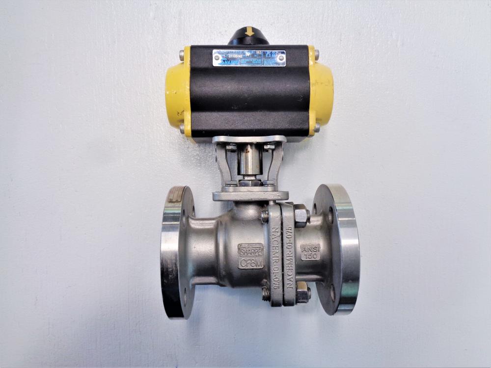 Sharpe 1-1/2" 150# Flanged Ball Valve, Stainless Steel w/ Actuator SPNII063